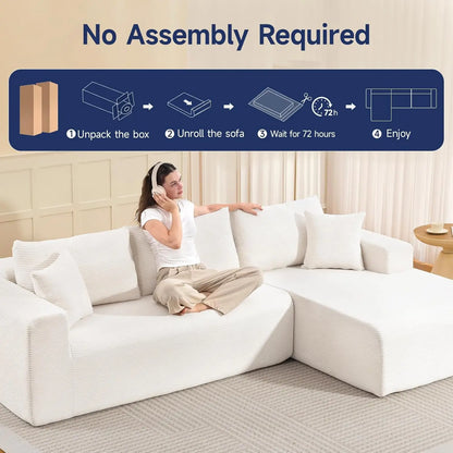 2025 New 108" Cloud Couch Sectional, Modular Sectional Sofa with L-Shaped Chaise, Deep Seat Sectional Modular Couch, Customized