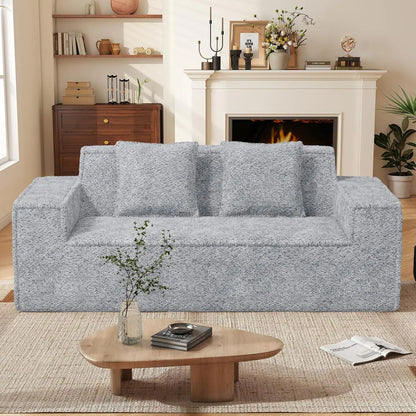 77'' Chenille Upholstered Modern Cloud Loveseat Sofa, No Assembly Required Deep Seat Couches Includes 2 pcs Pillows for Living R