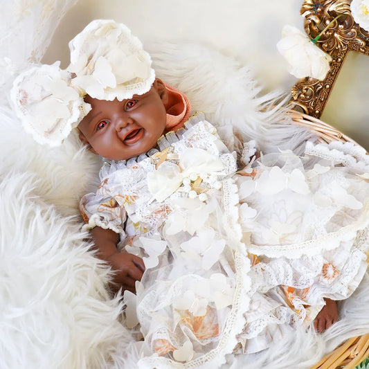 Waterproof Weighted Baby Girl 17.3" Lifelike Full Body Silicone Reborn Dolls Soft Handmade Newborn Dolls for Collector Gift