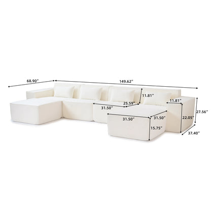 Sdorens Modular Sectional Sofa Couch for Living Room 149.62" Oversized U Shaped Cloud Couch with 2 Ottomans No Assembly Required