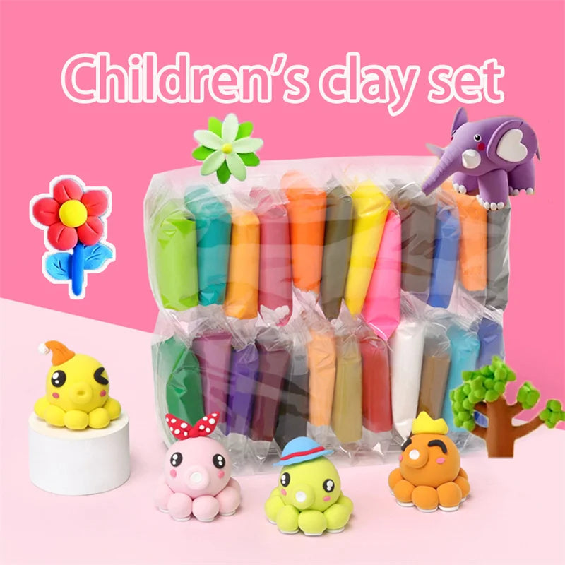 12/24/36 Color Clay Air-dried Clay Set Ultra Light Plastic Clay with Carving Tools DIY Crafts Toy Gifts for Friends Children