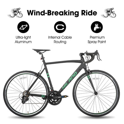 Hiland Aluminum Road Bike,Shimano 14 Speeds, 53/57cm Frame, Racing Bike for Men Mens Racing Bike