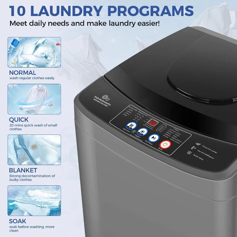 Nictemaw Portable Washing Machine, 20Lbs Capacity Full-Automatic Portable Washer Machine, 2.8Cu.ft Washer and Dryer Combo
