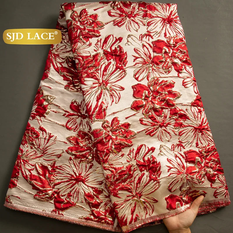 SJD LACA African Brocade Lace Fabrics 2025 High Quality Tulle Damask Nigerian Jacquard French Lace For Sewing Women Dresses 3830
