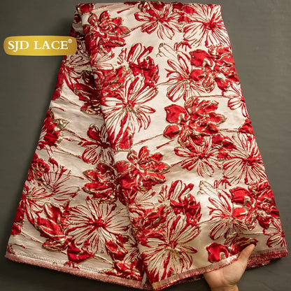 SJD LACA African Brocade Lace Fabrics 2025 High Quality Tulle Damask Nigerian Jacquard French Lace For Sewing Women Dresses 3830