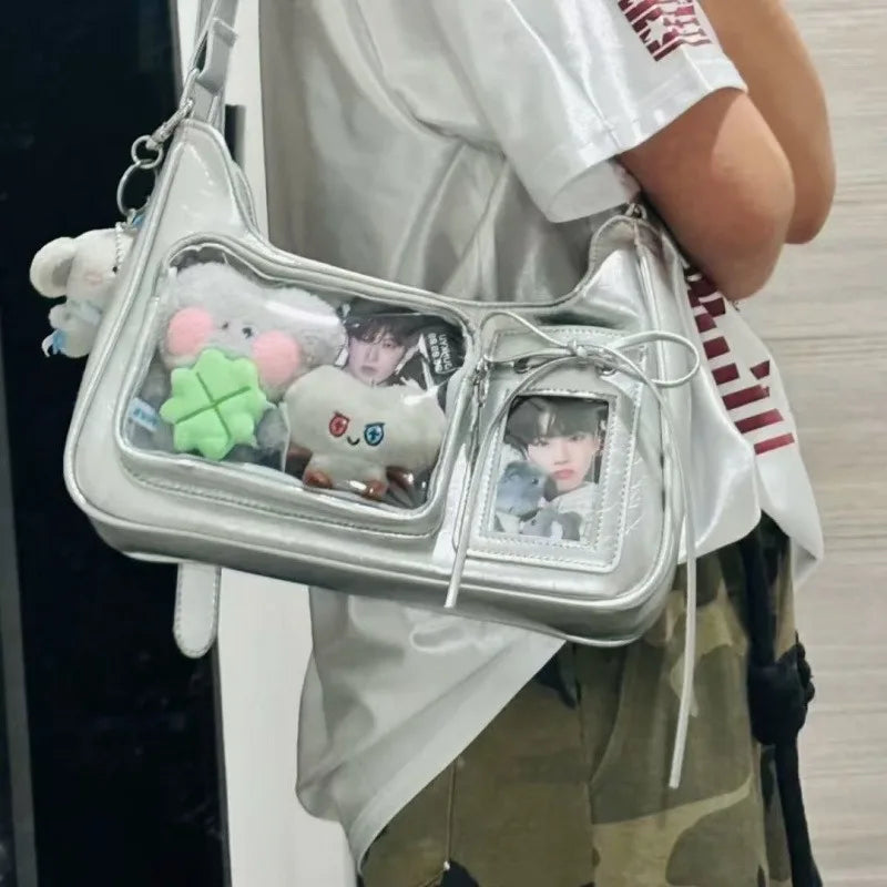 Y2k Japanese Harajuku Shoulder Bag Womens Transparent Ita Bag Girls School Crossbody Bags for Women Female Designer Handbags