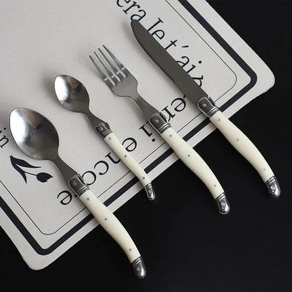 Vintage Dinnerware Steak Knife Fork Spoons Teaspoon Cutlery Stainless Steel Restaurant Flatware Dinner Set Kitchen Tableware