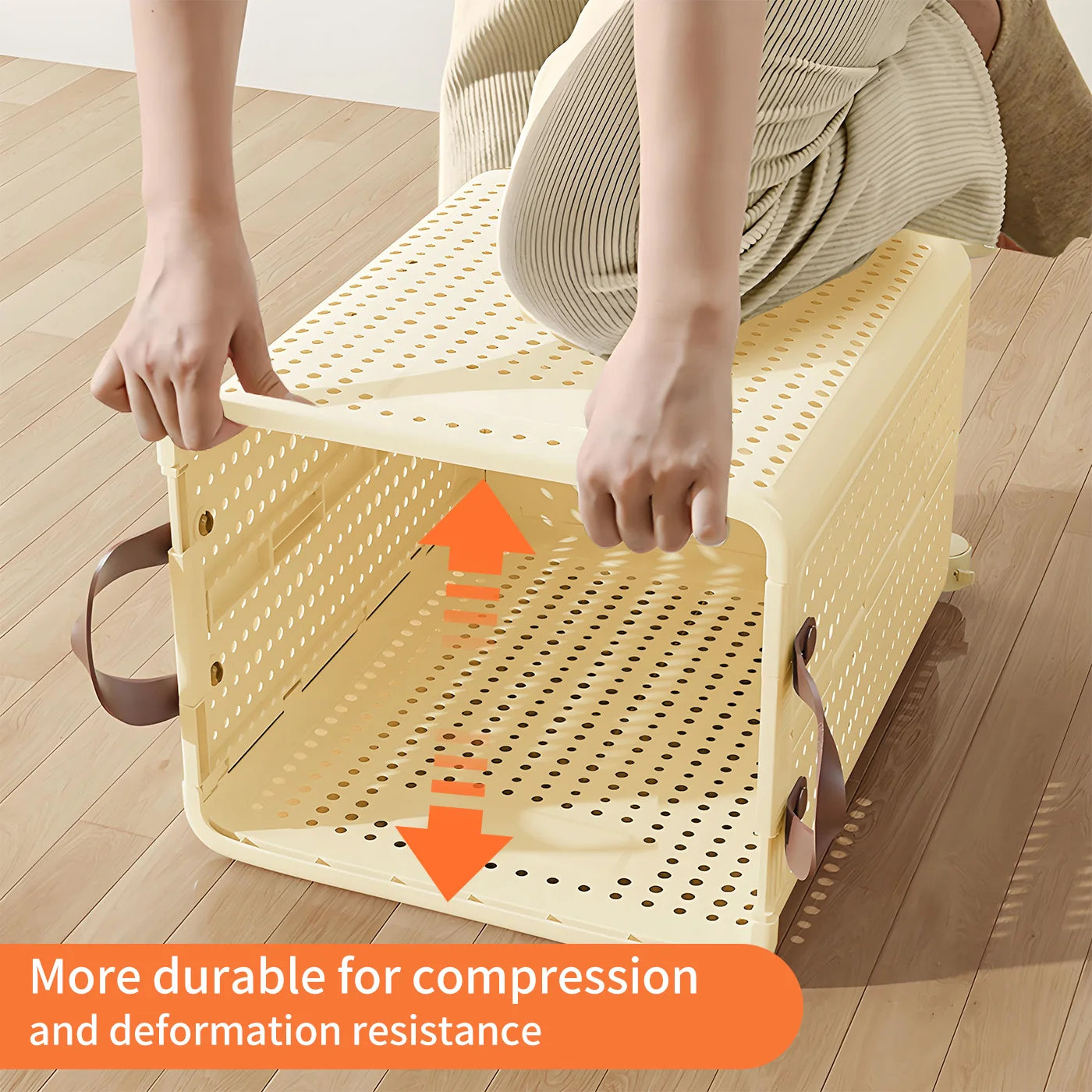 Laundry Basket Plastic Large With Wheel Foldable Clothing Storage Hamper Removable Organization Portable For Balcony Bathroom