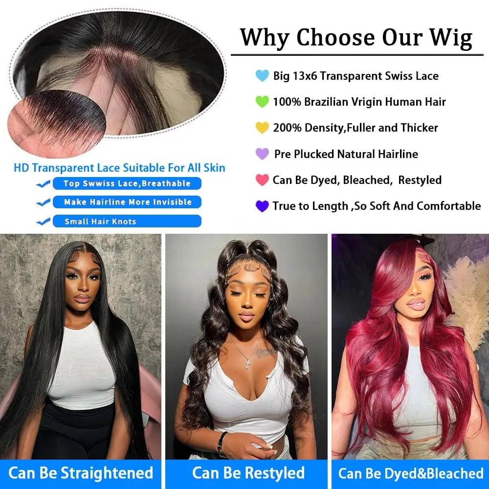 200 Density Body Wave Black Wigs Human Hair 30 Inch 13x6 Hd Lace Frontal Raw Human Hair Wig Brazilian 13x4 Lace Front Human Hair