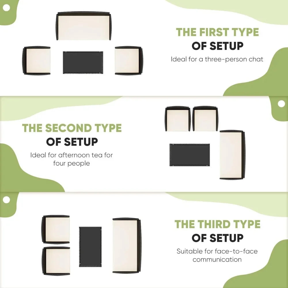 patio furniture 4 pieces conversation sets outdoor wicker rattan chairs garden backyard balcony porch poolside loveseat with cu