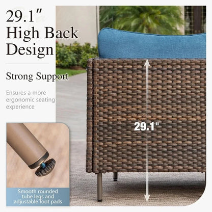L-Shaped Outdoor Sectional Patio Furniture Set – Wicker 4-Seat Conversation Set with Coffee Table for Comfortable Outdoor Livin