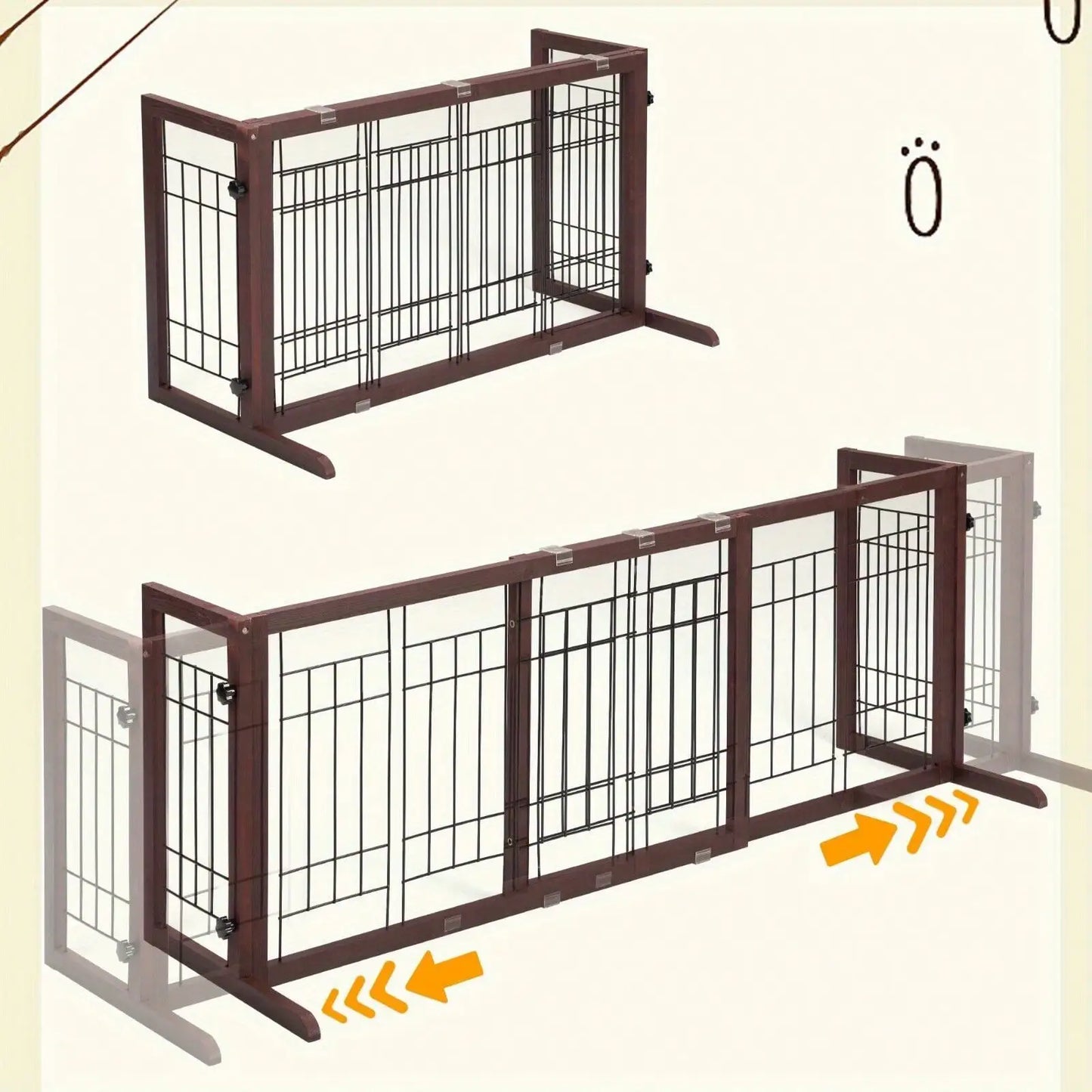38"-71" Freestanding Pet Gate Foldable Puppy Fence Dog Gate Doorway, Freestanding Foldable Wire Pet Gate, Pet Puppy Safety Fence