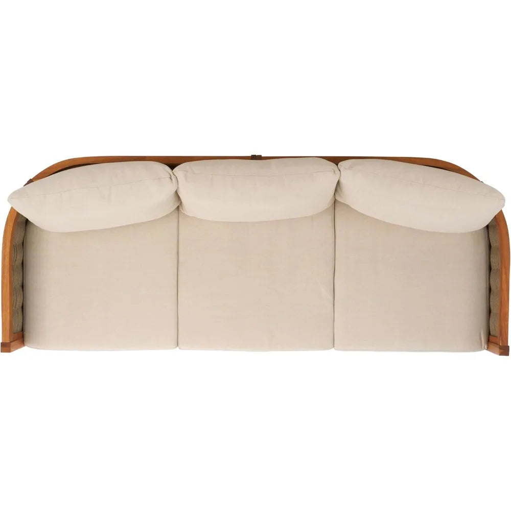 Natural Acacia Wood 3-Seater Outdoor Sofa with Taupe Cushions