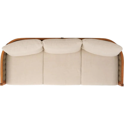 Natural Acacia Wood 3-Seater Outdoor Sofa with Taupe Cushions