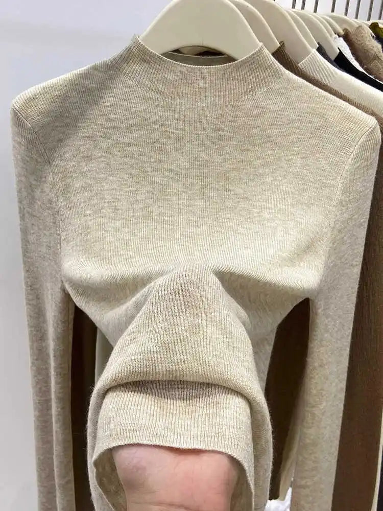 AOSSVIAO Autumn Winter 2025 Women New Turtleneck Sweater Female Slim Fit Warm Pullovers Ladies Solid Color Soft Knitted Tops