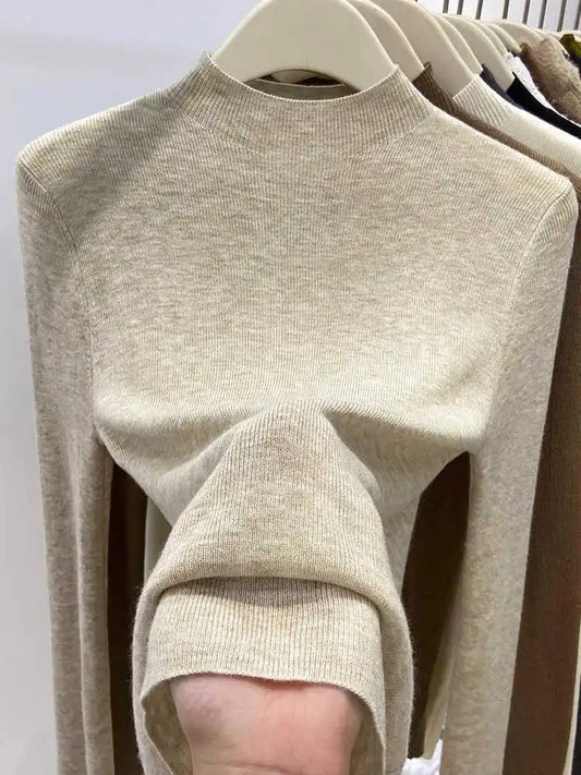 AOSSVIAO Autumn Winter 2025 Women New Turtleneck Sweater Female Slim Fit Warm Pullovers Ladies Solid Color Soft Knitted Tops