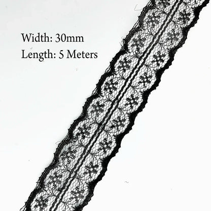5 Meters White Black Lace Ribbon Assorted Pattern Trims for Gift Wrapping Christmas Wedding Decorations DIY Crafts Sewing Supply
