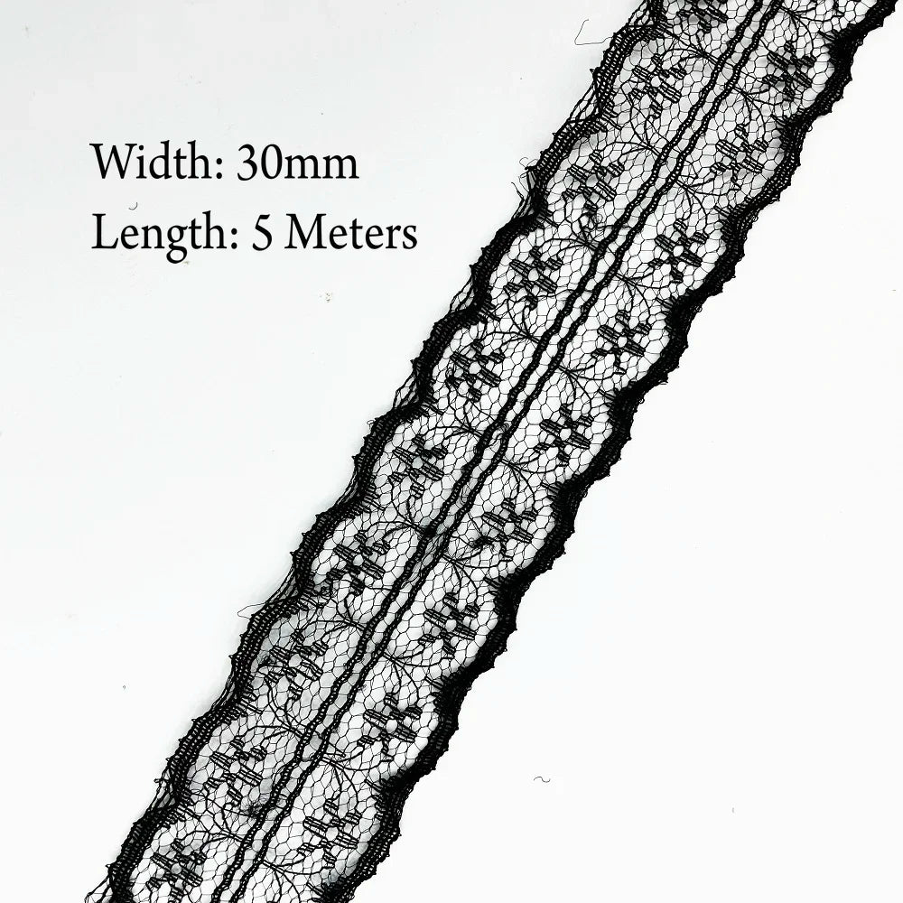 5 Meters White Black Lace Ribbon Assorted Pattern Trims for Gift Wrapping Christmas Wedding Decorations DIY Crafts Sewing Supply