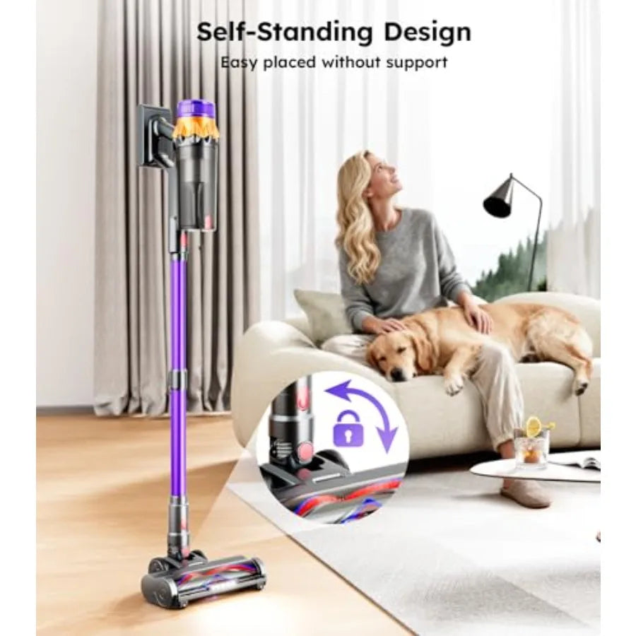Cordless Vacuum Cleaner 500W 50KPA 70Mins for Home Self-Standing Stick Vacuum with LED Display Anti-Tangle Lightweight Recharge