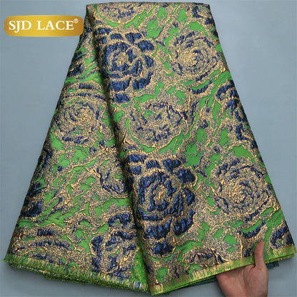 SJD LACE Nigerian Brocade Lace Fabric 2025 High Quality French Gilded Jacquard Lace Damask Dress For Women Wedding Party Sew4096