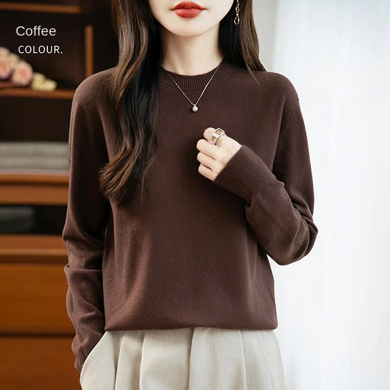 Women 22 colors weater O-neck Autumn Winter Basic 100% Andy velvet Warm Casual Pulls Jumpers Korean FashionSpring Knitwear 2025