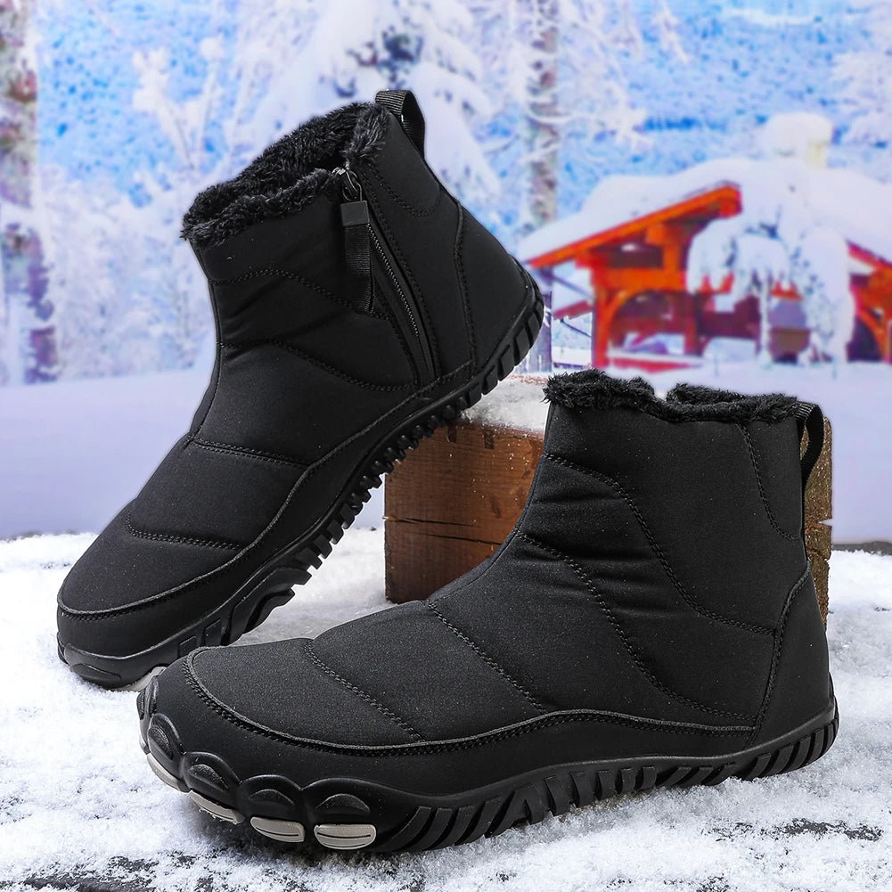 Winter Snow Boots Lightweight Barefoot Shoes Waterproof Casual Ankle Boots Zip Closure Trail Running Shoes for Hiking Climbing