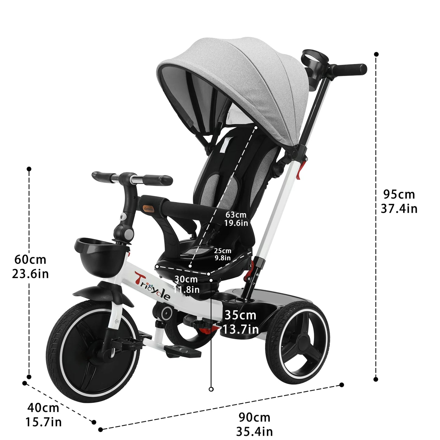 Baby Stroller Tricycle Ride Bike , 5-in-1, Adjustable Canopy, Sitting & Lying,Celerity Disassembly & Assembly,1-5 Years