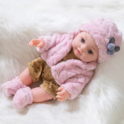 12inch Realistic Reborn Doll Handmade Mohair Silicone Cloth Dolls Full Body Bebe Reborn Newborm Girl With Pacifier