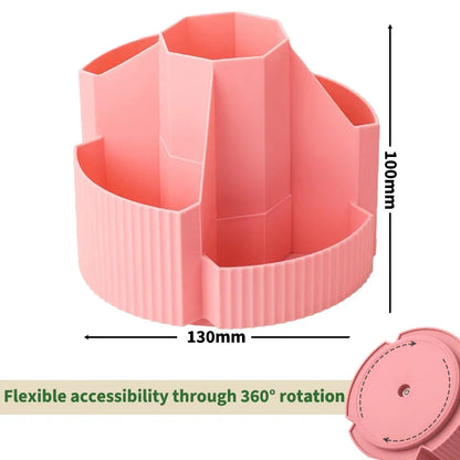 5 Slots Stationery Storage Box 360 Degree Rotating Cute Pencil Cup Pot Desktop Stationery Organizer for Home Office School