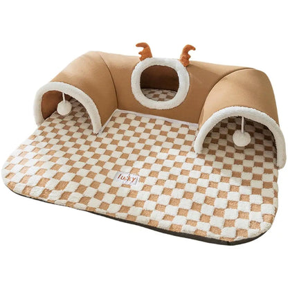Cat Bed Tunnel Cat Play Tunnel Warm Shelter Tent House Toys for Dog Pet Animal Indoor Outdoor Wall-Corner Games Outside