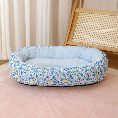 Floral All Season Dog Bed for French Bulldog Chihuahua Soft Cat Bed for Dogs Sleeping Puppy Pad Sofa Dog Bed  Four Color Pet Pad