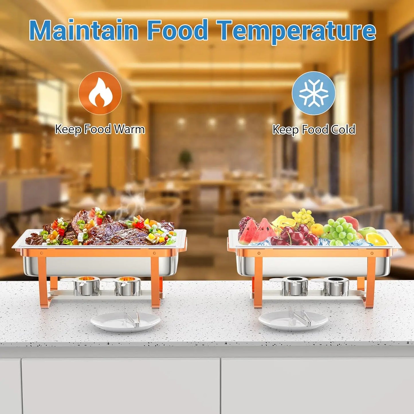 4 6 Packs Chafing Dishes for Buffet Stainless Steel Chafers and Buffet Warmers Sets, Rectangle Catering Food Warmers for Kitchen