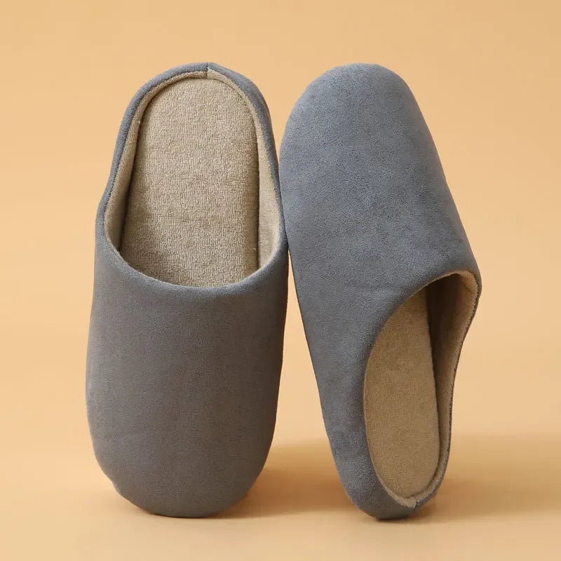 Unisex Japanese Style Mute Indoor Slippers Lightweight Super Soft Home Cotton Shoes Woman Autumn Winter Comfort House Slippers