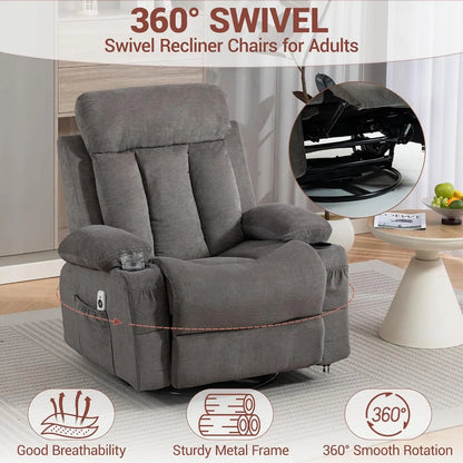3 Piece Manual Recliner Sofa Set with Cup Holders Home Theater Office Grey Fabric Loveseat+Chair+Chair, Customized