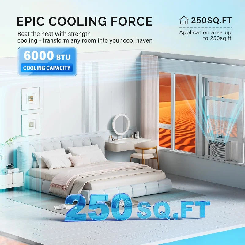 ROVSUN Smart 6000 BTU Window Air Conditioner with WiFi, Energy Saving Window AC Unit with Remote & App Control & Timer Function