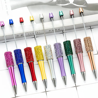 10 New Creative Bead Ballpoint Pen Sets (Random Colors), Perfect For DIY Office And School Supplies With Colored Wooden Beads