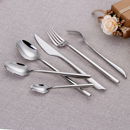 6/12/15/18/21 Pieces Sliver Cutlery Set Stainless Steel 304 Tableware Western Dinner Set Mirror Elegant Knife Fork Spoon