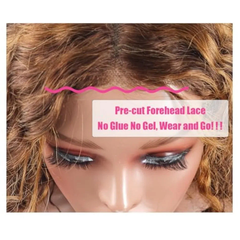 4/27 Ombre Highlight Lace Front Wig Human Hair Pre Plucked 250% Density Honey Blonde Wear and Go Glueless Wig 5X5 Glueless Wig