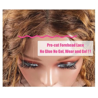 4/27 Ombre Highlight Lace Front Wig Human Hair Pre Plucked 250% Density Honey Blonde Wear and Go Glueless Wig 5X5 Glueless Wig