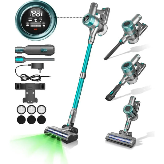 Cordless Vacuum Cleaner,600W/≥45Kpa Stick Vacuum with Touch Screen,Max 60 Mins Runtime,Wireless Vacuum Cleaners for Home, Anti-T