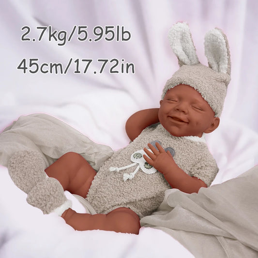 17.7 inches/2.7kg all silicone cute baby girl reincarnation doll natural sweet smile+closed eye design is the best gift