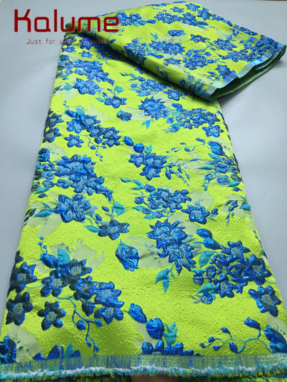 Kalume 2025 African Gilding Jacquard Fabric High Quality Brocade Lace Fabric Ship From U.S. for Sewing Party Women Dress F4406