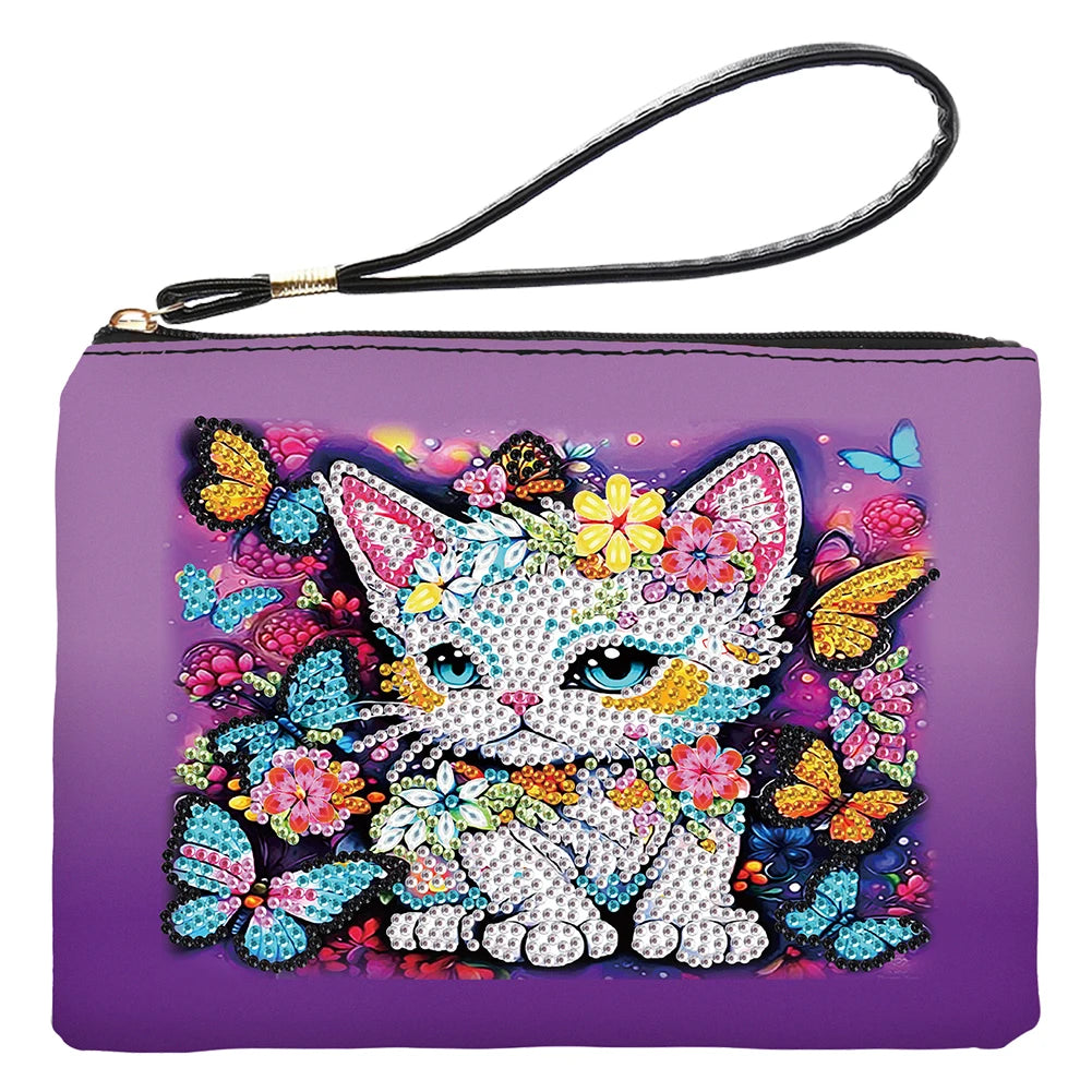 PU Partial Special Shaped Cartoon DIY Diamond Painting Wallet Purse Diamond Art Storage Clutch Purse Female Makeup Bag