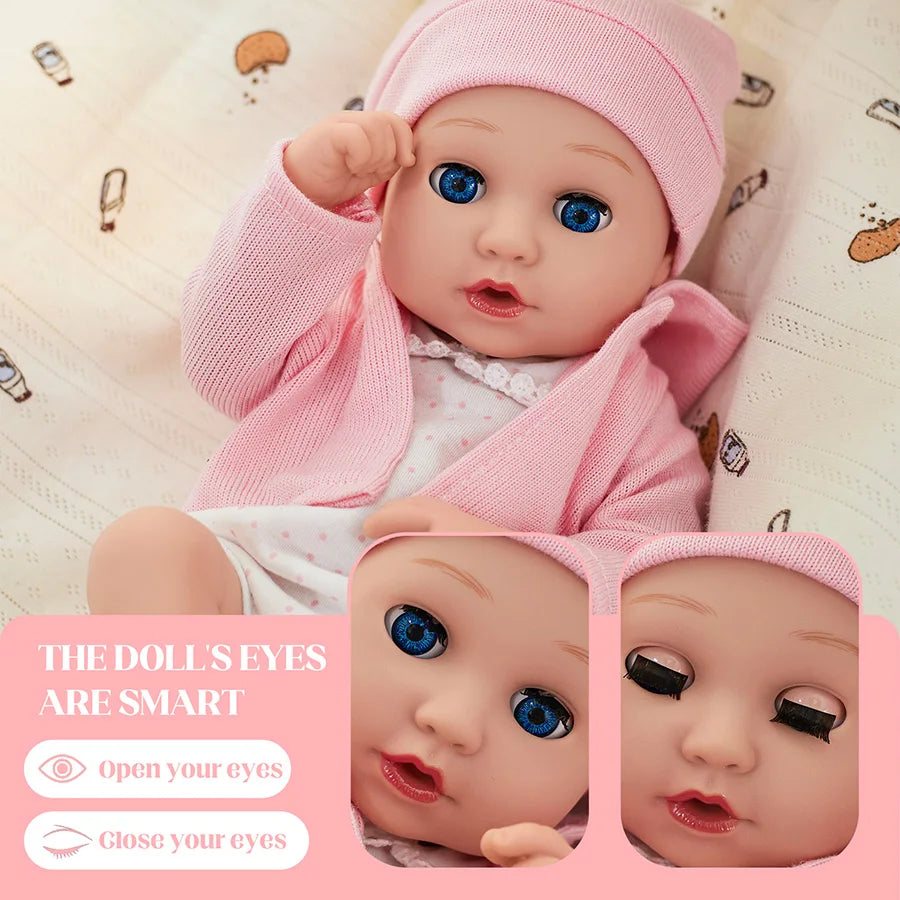 13inch Realistic Reborn Dolls Cute Soft Body Blink Doll Real Life Baby Dolls With Accessories For 3+ Year Old Girls Gifts