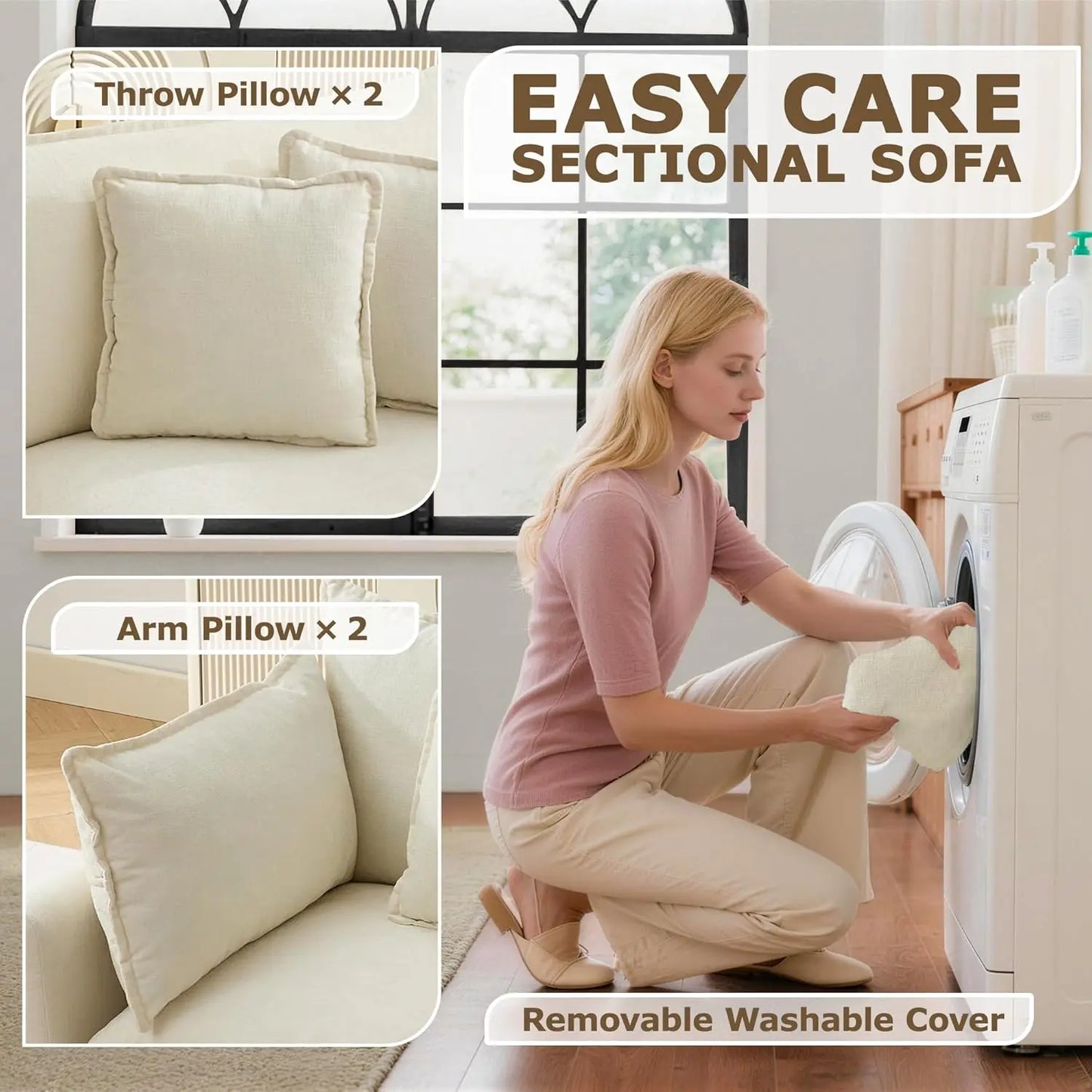 78" Modular Sectional Sofa, Cloud Couch Loveseat Sofa, Deep Seat Washable Chenille Fabric Sofa with Throw Pillows,, Customized