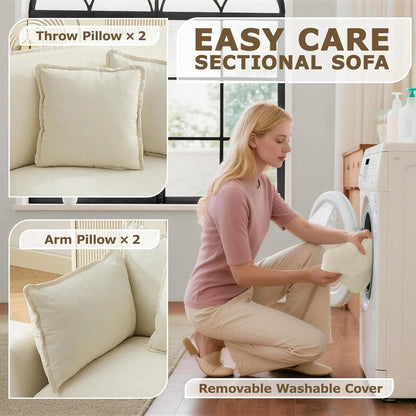 78" Modular Sectional Sofa, Cloud Couch Loveseat Sofa, Deep Seat Washable Chenille Fabric Sofa with Throw Pillows,, Customized