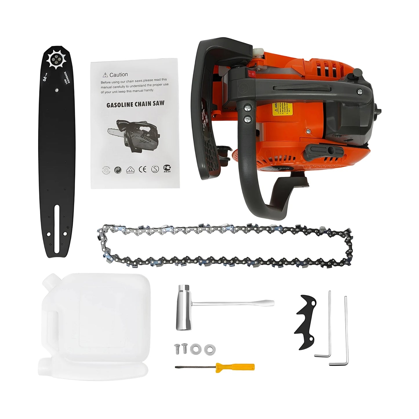 12in Top Handle Chainsaw, 2-Stroke 25.4CC Gasoline Powered Chain Saw for Tree Pruning