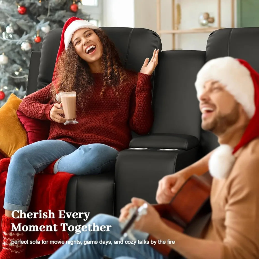 Large Loveseat Recliner, Loveseat Recliner Sofa with Storage Console, Recliner Chair with USB Ports, 2 Cell Phone Holders, Cup