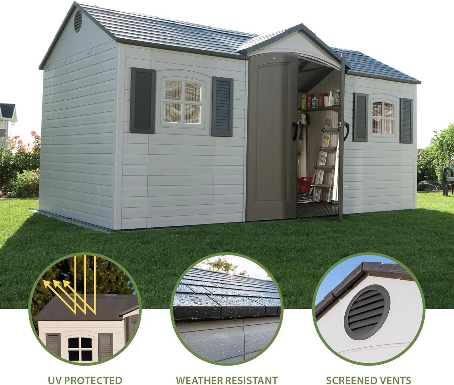 Solid  6446 Outdoor Storage Shed, 8 x 15 Foot, Desert Sand