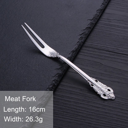 Vintage Western Stainless Steel Cutlery Set Luxury Tableware Wedding Engraving Dinnerware Knife Fork Spoon Sliverware 1 Pcs